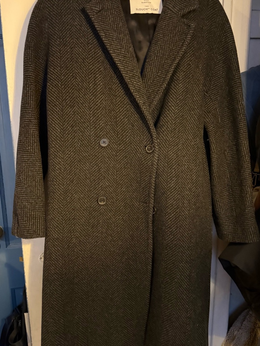 ARITIZA SLOUCH COAT in Herringbn Black/Grey wool / cashmere size Medium